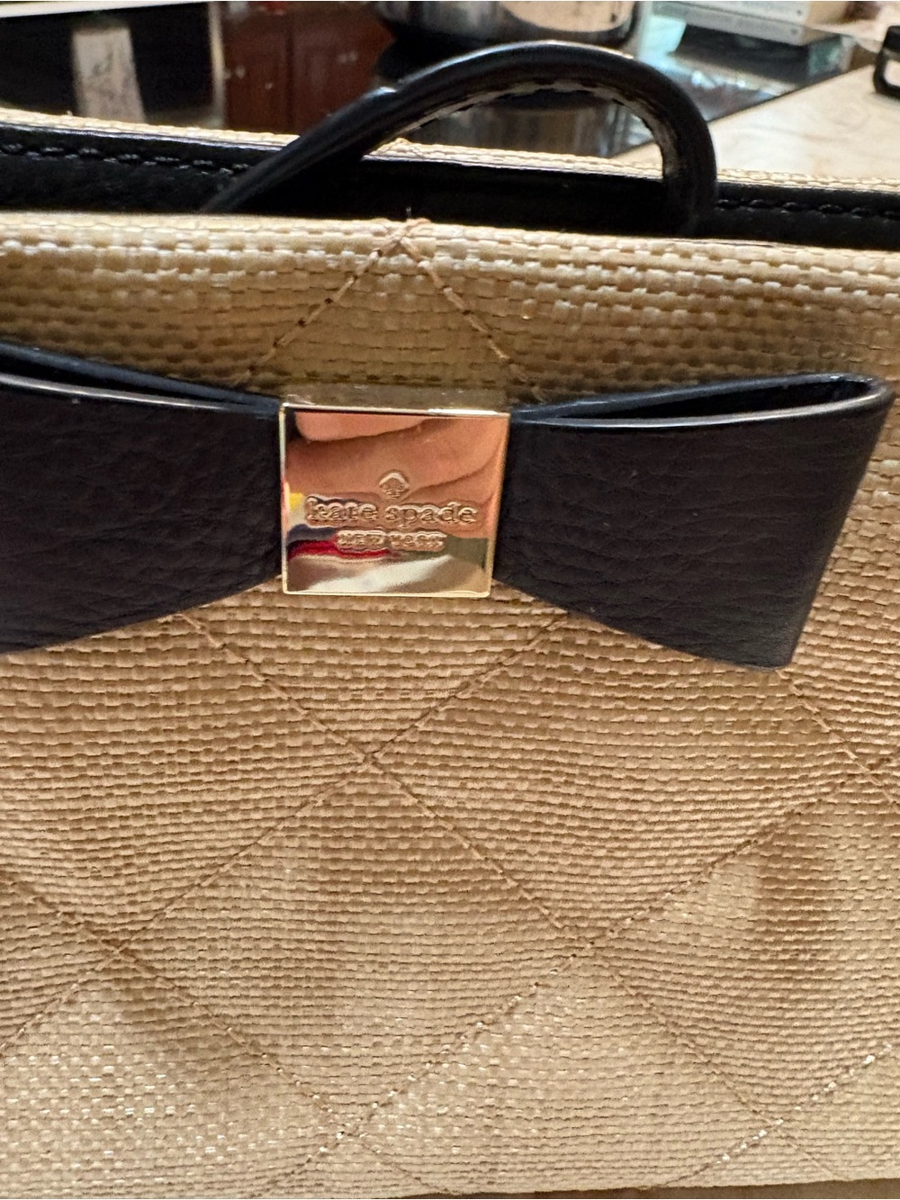 kate spade beige and black bow cosmetic pouch - Picture 3 of 11